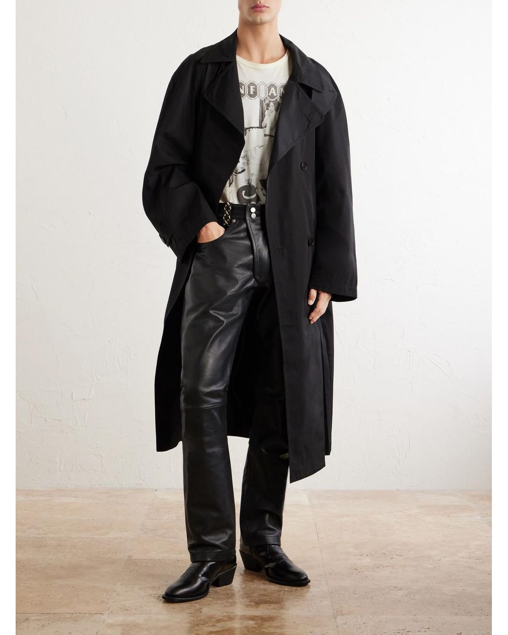 Enfants Riches Deprimes Gray Moto Fly Straight-Leg Embellished Leather Trousers for men