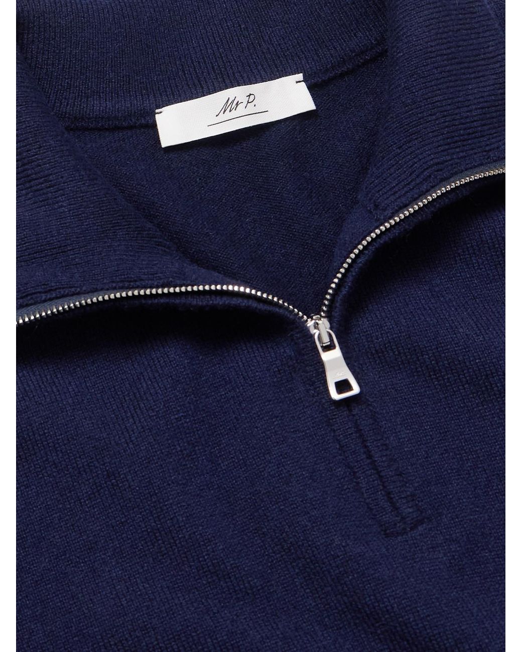 Mr P. Blue James Cashmere Half-Zip Sweater for men