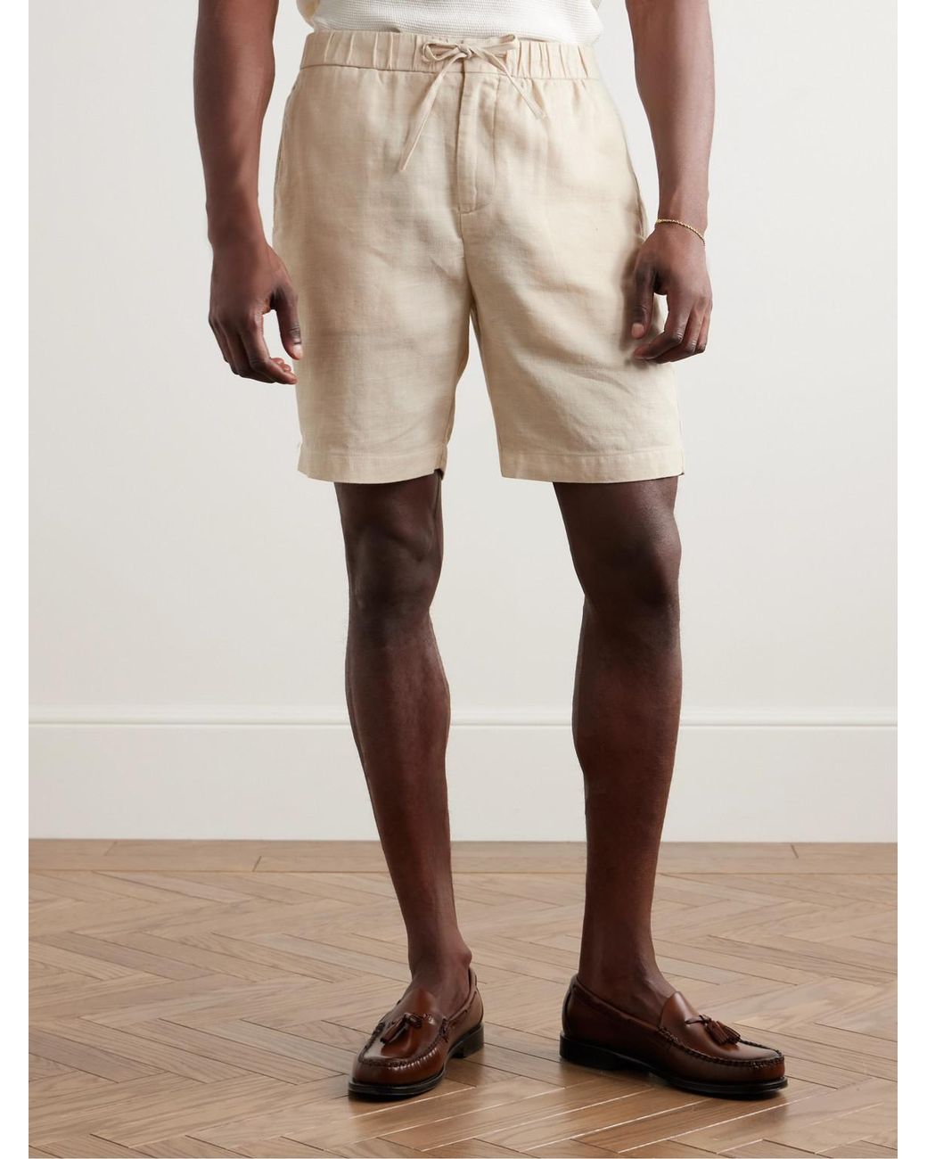 Frescobol Carioca Natural Felipe Straight-Leg Linen And Cotton-Blend Drawstring Shorts for men