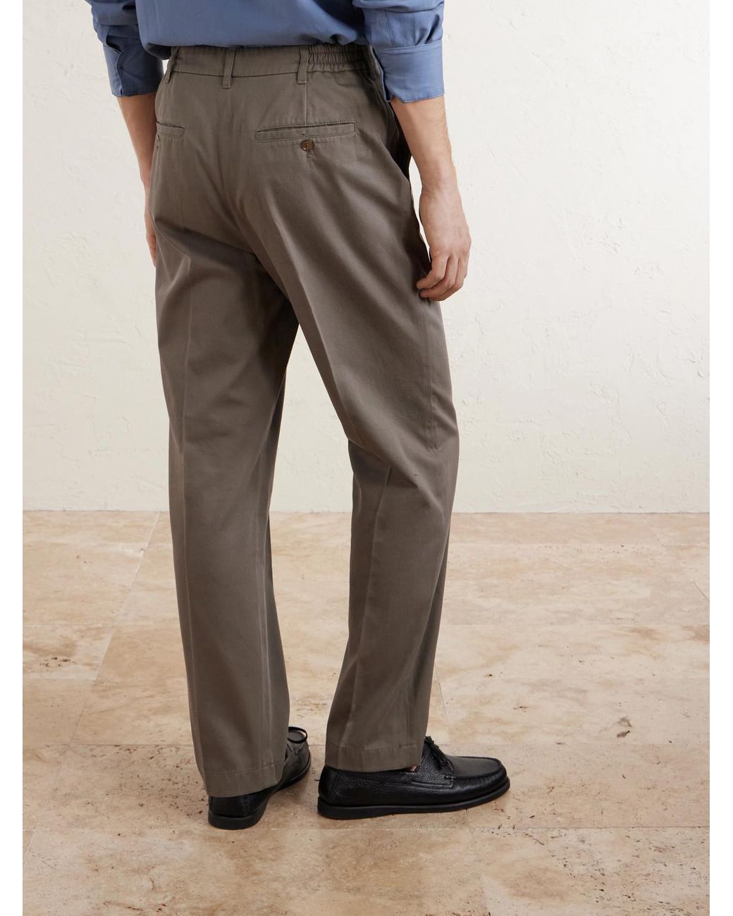 Dunhill Gray Straight-Leg Cotton-Twill Chinos for men