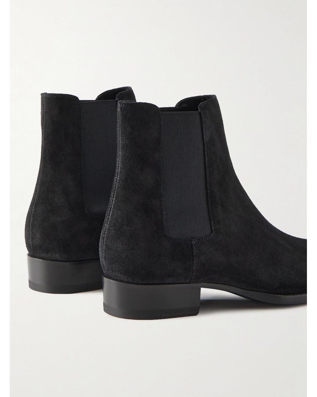 Saint Laurent Black Wyatt 30 Suede Boot for men