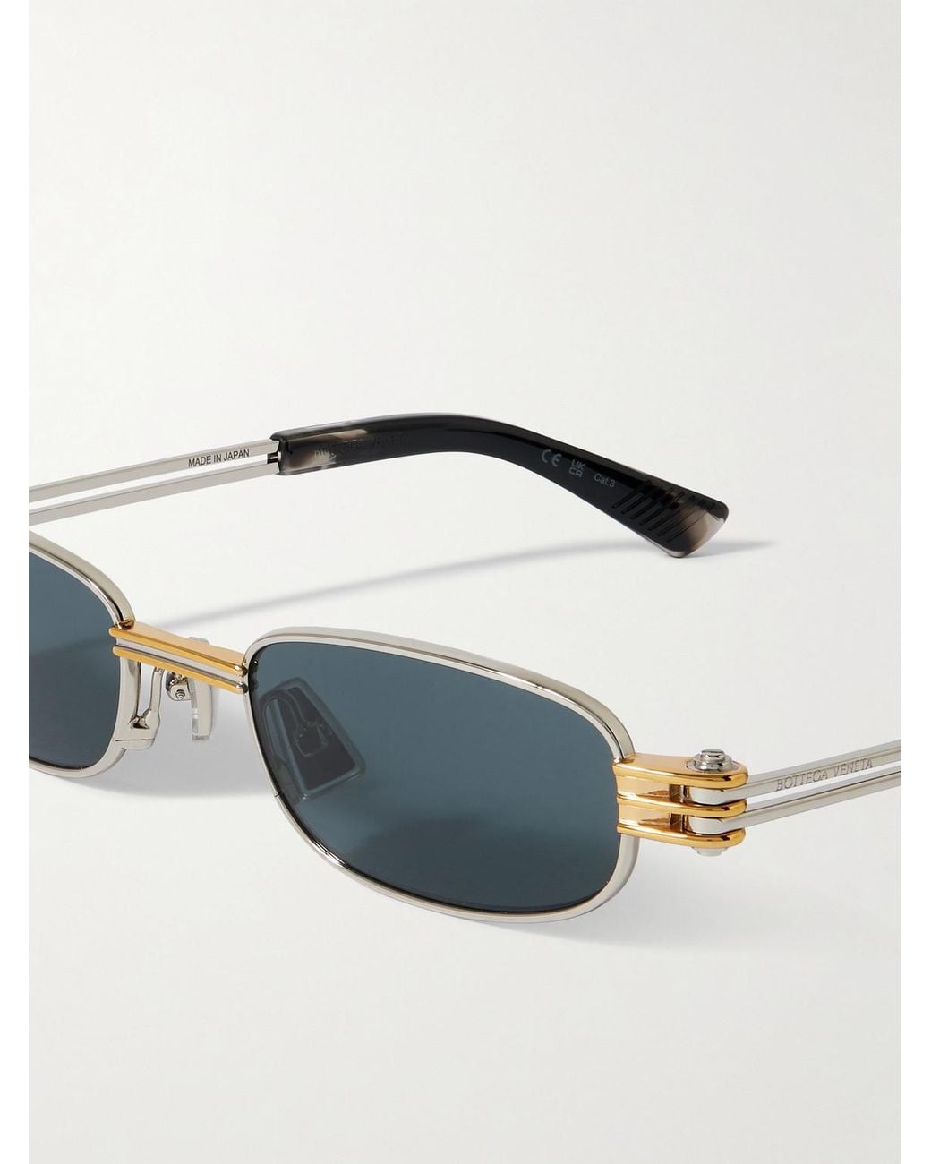 Bottega Veneta Blue Square-Frame Two-Tone Metal Sunglasses for men