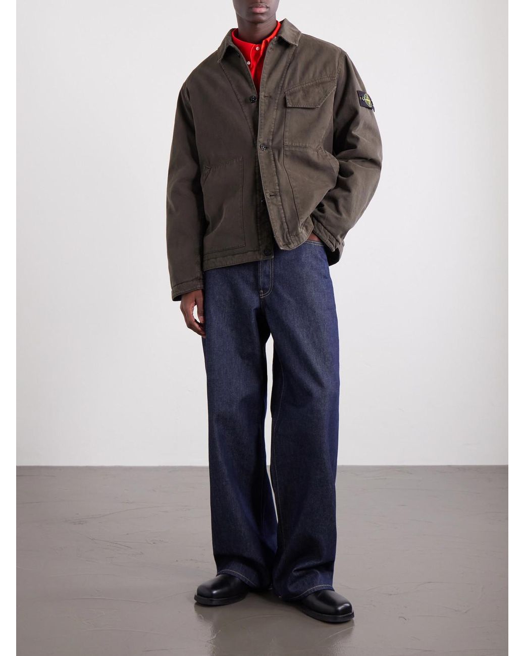 Stone Island Gray Garment-Dyed Panama Cotton-Canvas Jacket for men