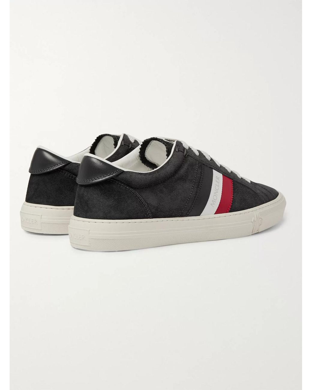 Moncler Black New Monaco Leather And Suede Sneakers for men
