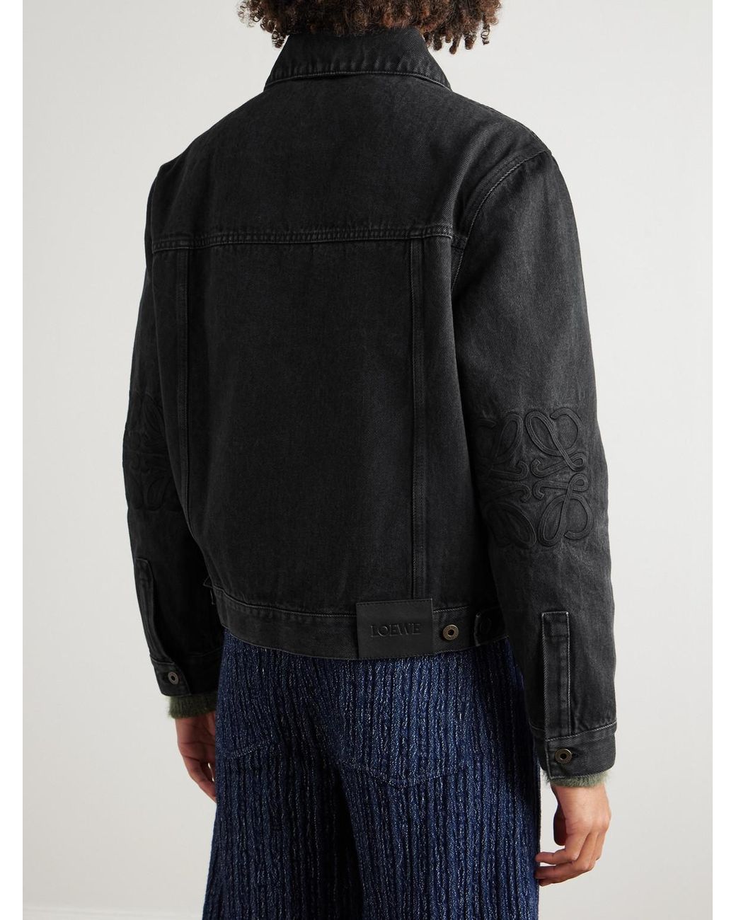 Loewe Black Anagram Logo-appliquéd Denim Jacket for men