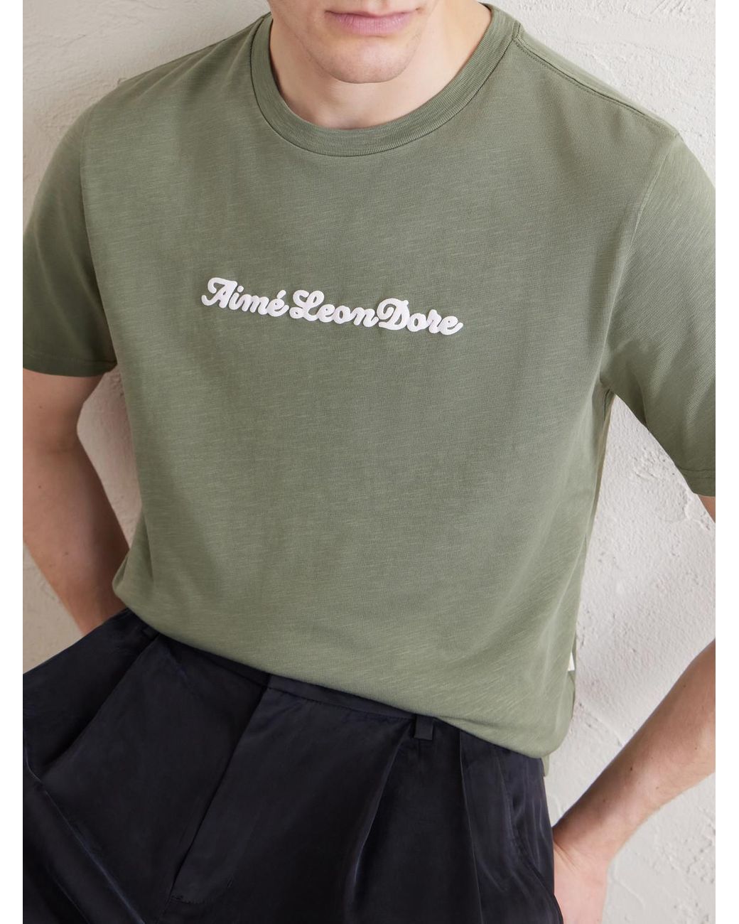Aimé Leon Dore Green Logo-Print Cotton-Jersey T-Shirt for men