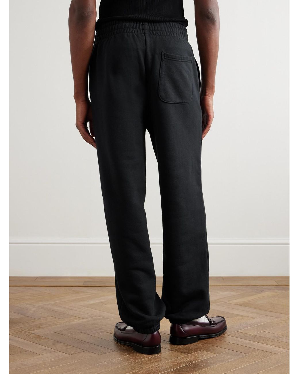 Aimé Leon Dore Black Straight-Leg Logo-Print Cotton-Jersey Sweatpants for men