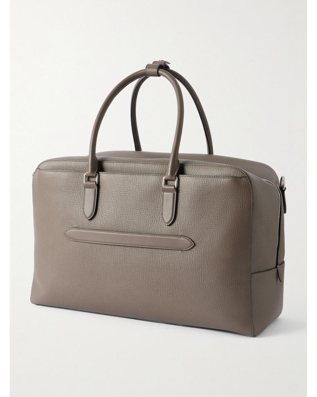 Smythson Brown Ludlow Full-grain Leather Weekend Bag for men