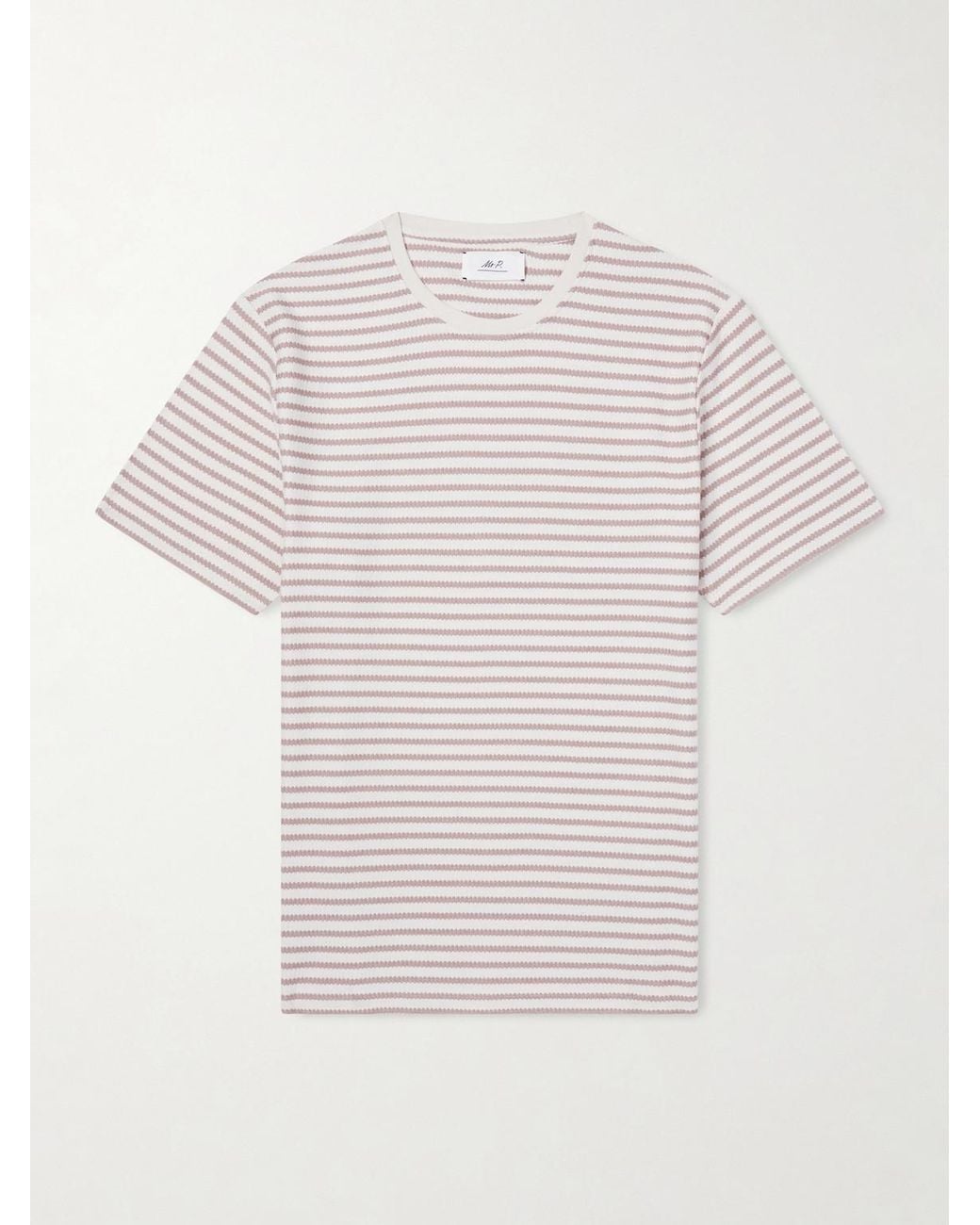 Mr P. Pink Striped Ribbed Cotton-jersey T-shirt for men