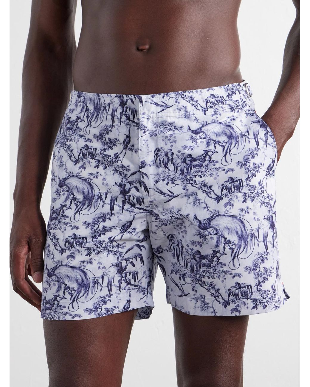 Orlebar Brown Blue Bulldog Passetto Straight-Leg Mid-Length Printed Swim Shorts for men