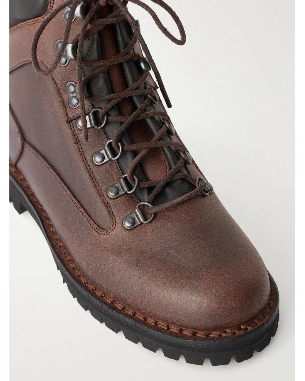 Yuketen Brown American Mountain Oiled Leather Hiking Boots for men