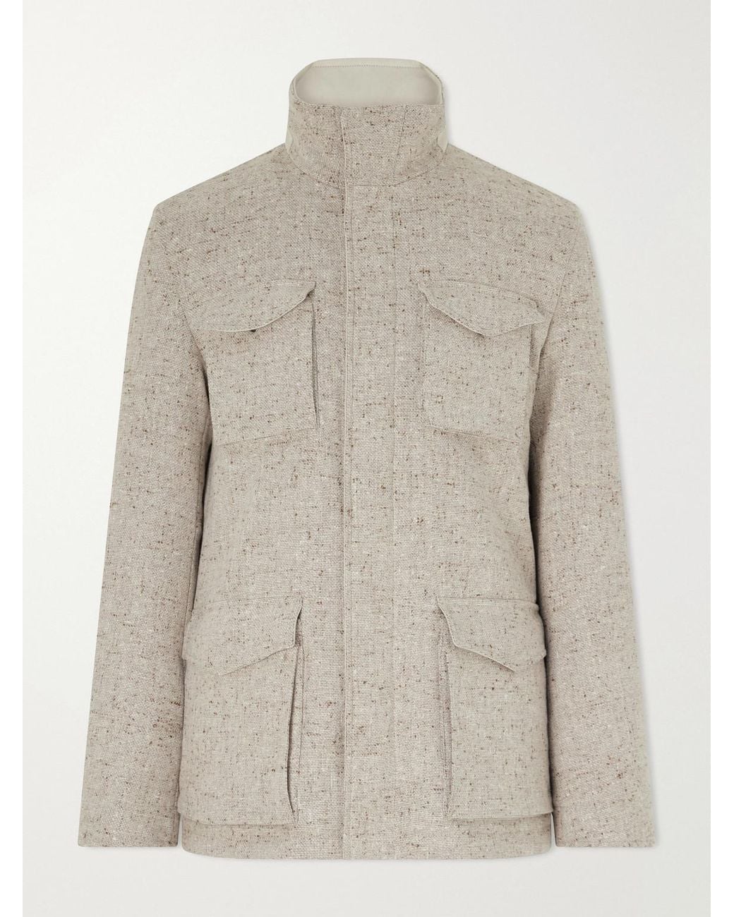 Herno Natural Virgin Wool-Tweed Field Jacket for men
