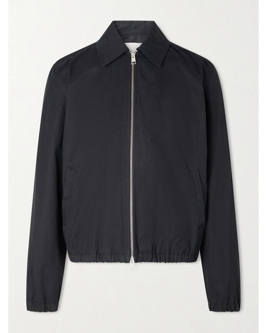 AMI Black Logo-Embossed Cotton-Gabardine Blouson Jacket for men