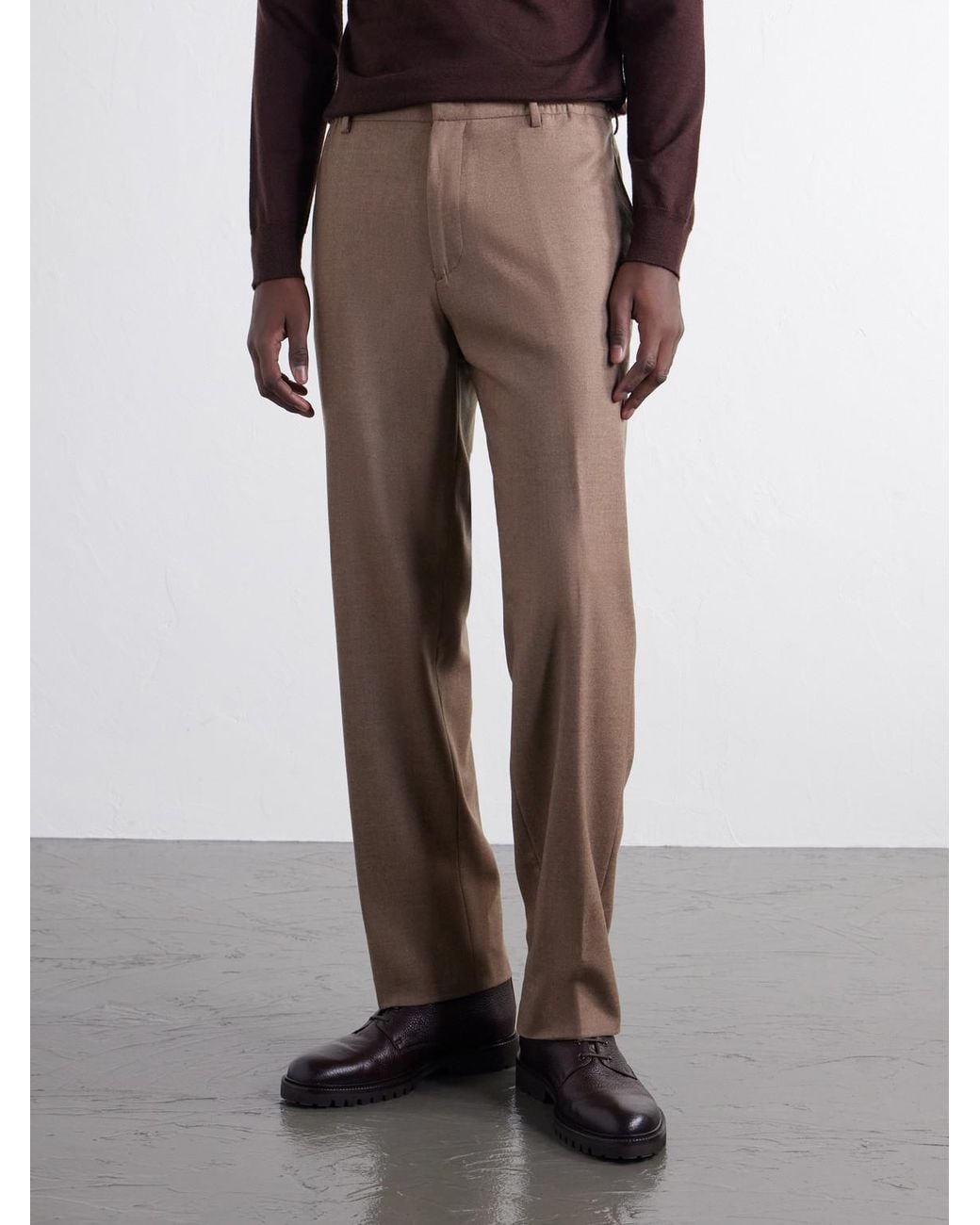 Boglioli Natural Straight-Leg Woven Virgin Wool Trousers for men