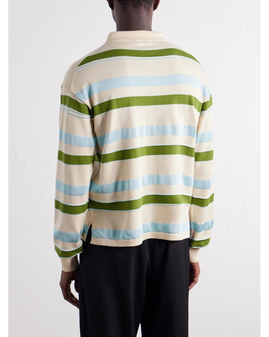 J.W. Anderson Green Rugby Striped Cotton-Blend Polo Shirt for men