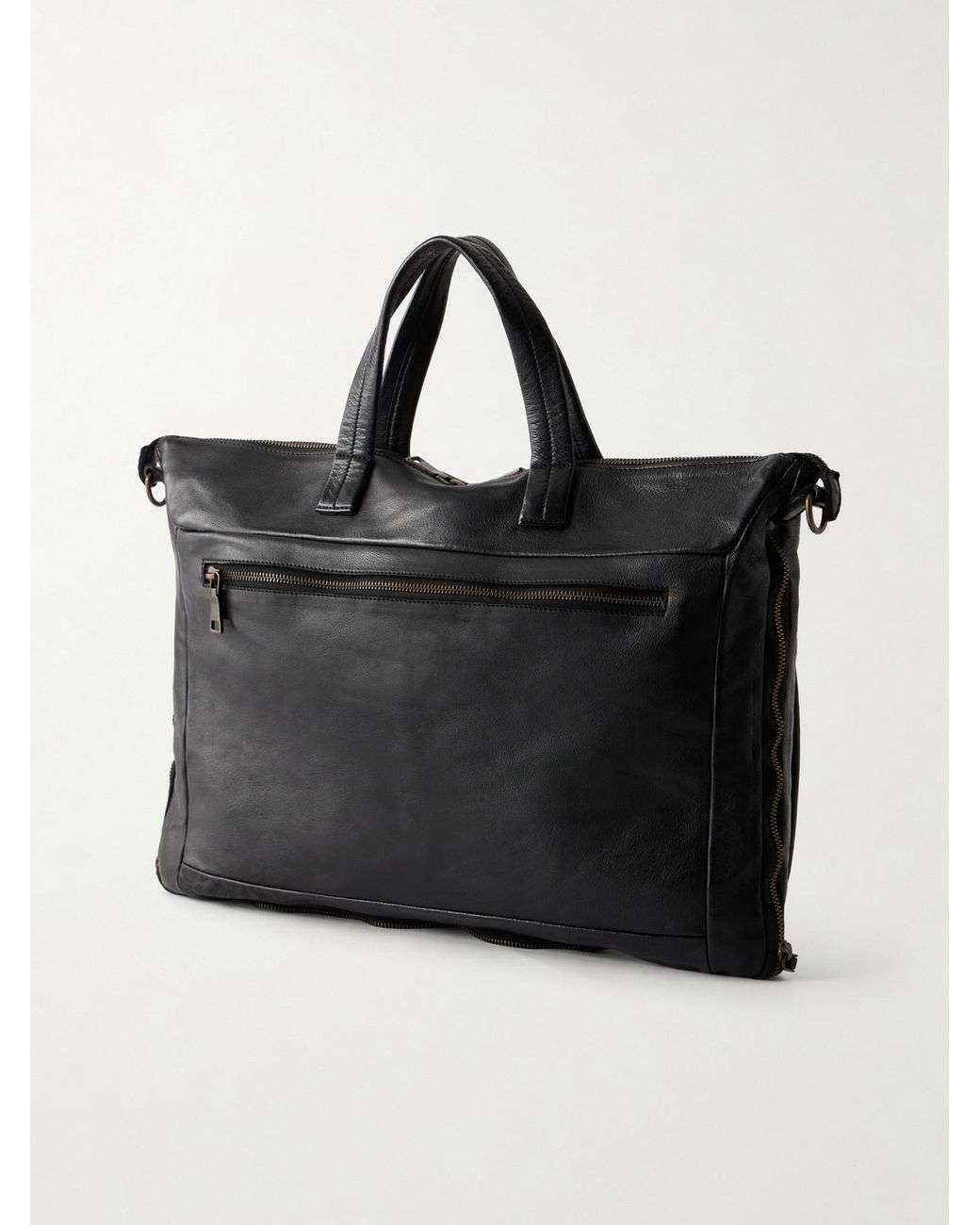 Officine Creative Black Helmet/046 Full-Grain Leather Briefcase for men