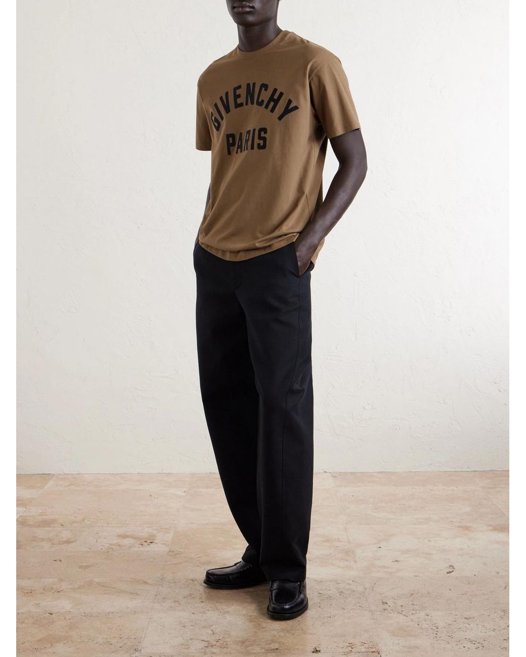 Givenchy Brown Logo-Embroidered Cotton-Jersey T-Shirt for men