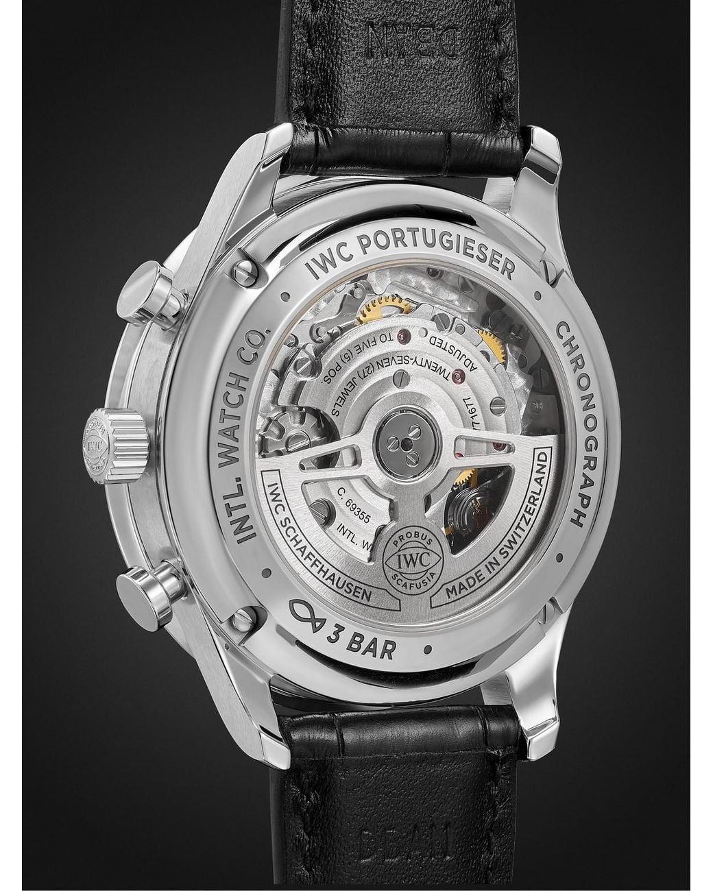 Portugieser Automatic Chronograph Stainless Steel Watch, Ref. Iw371606 di Iwc in Black da Uomo
