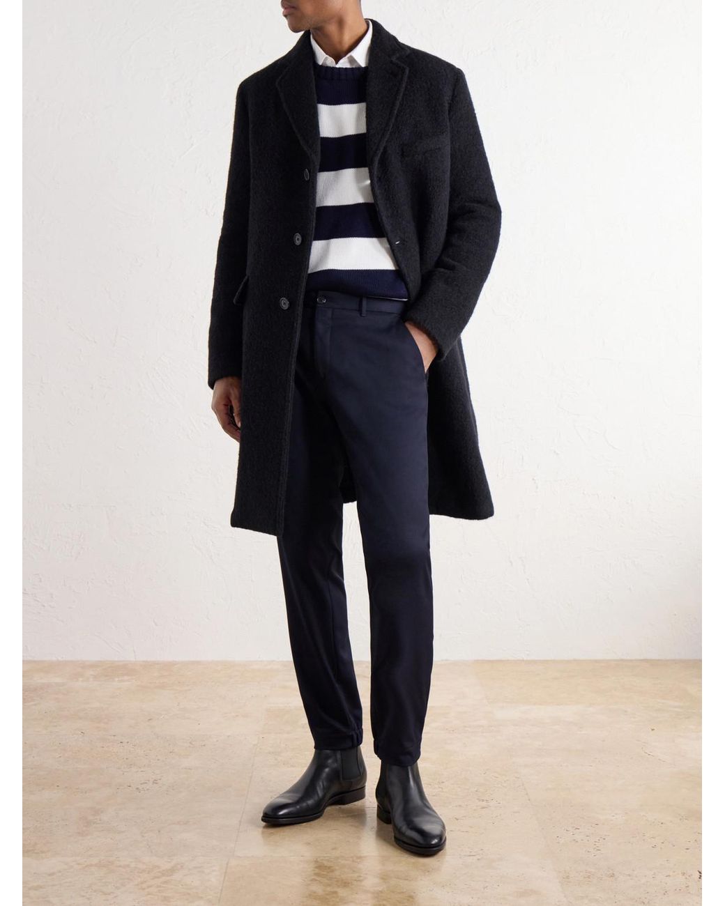 Slowear Black Montedoro Alpaca-Blend Bouclé Coat for men