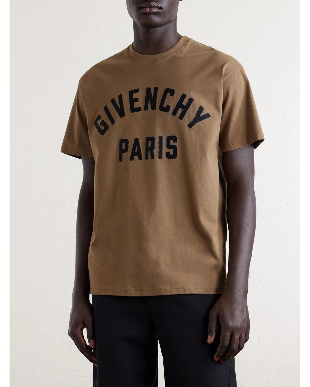 Givenchy Brown Logo-Embroidered Cotton-Jersey T-Shirt for men