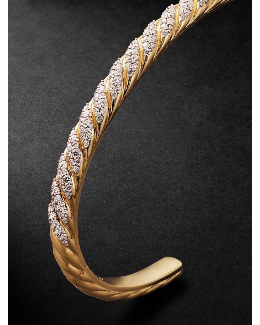 David Yurman Black Sculpted Cable 18-karat Gold Diamond Cuff for men