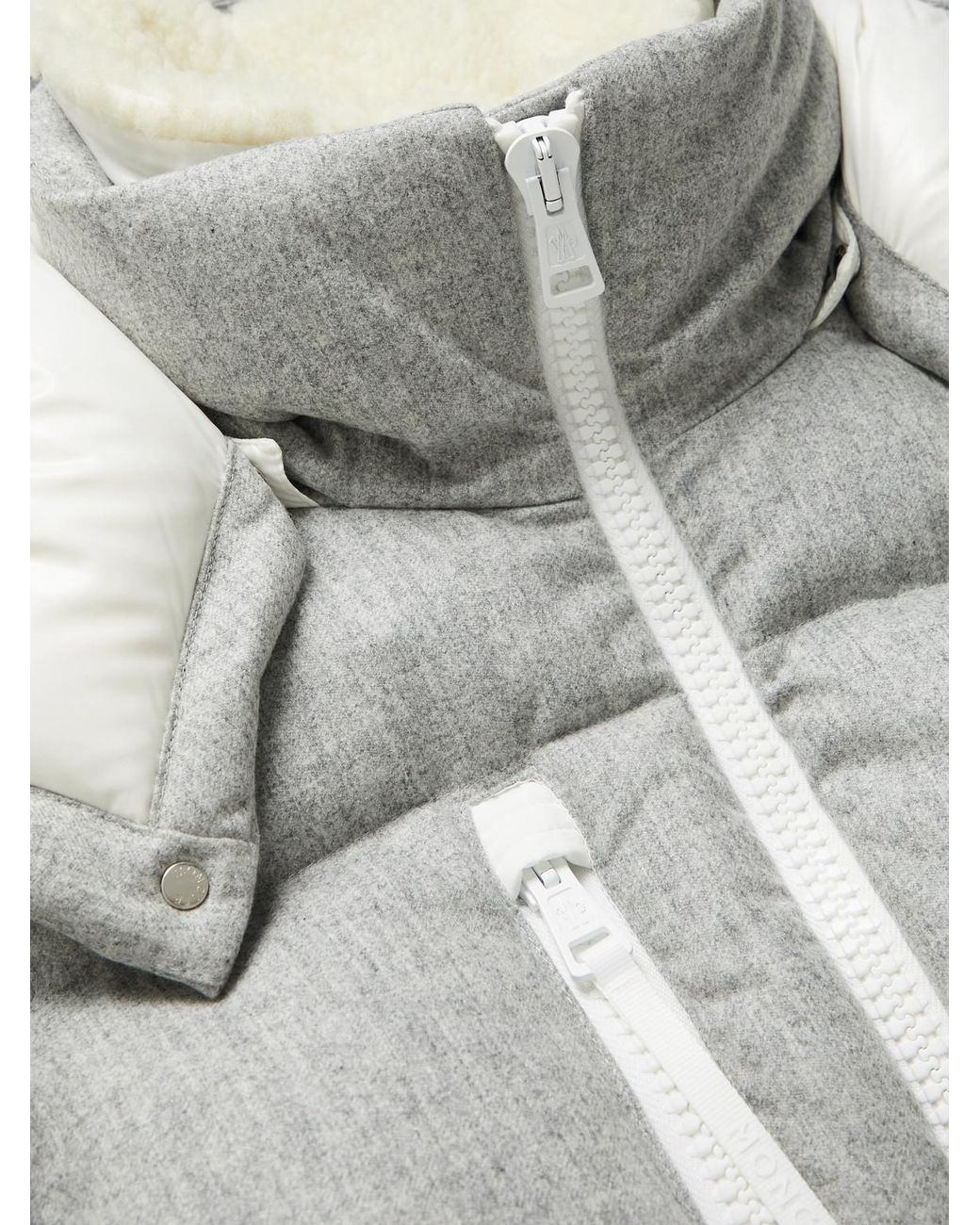 Moncler Gray Tarentaise Quilted Virgin Wool-Flannel Hooded Down Jacket for men