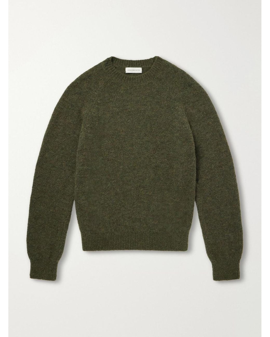 Dries Van Noten Green Brushed Alpaca-Blend Sweater for men