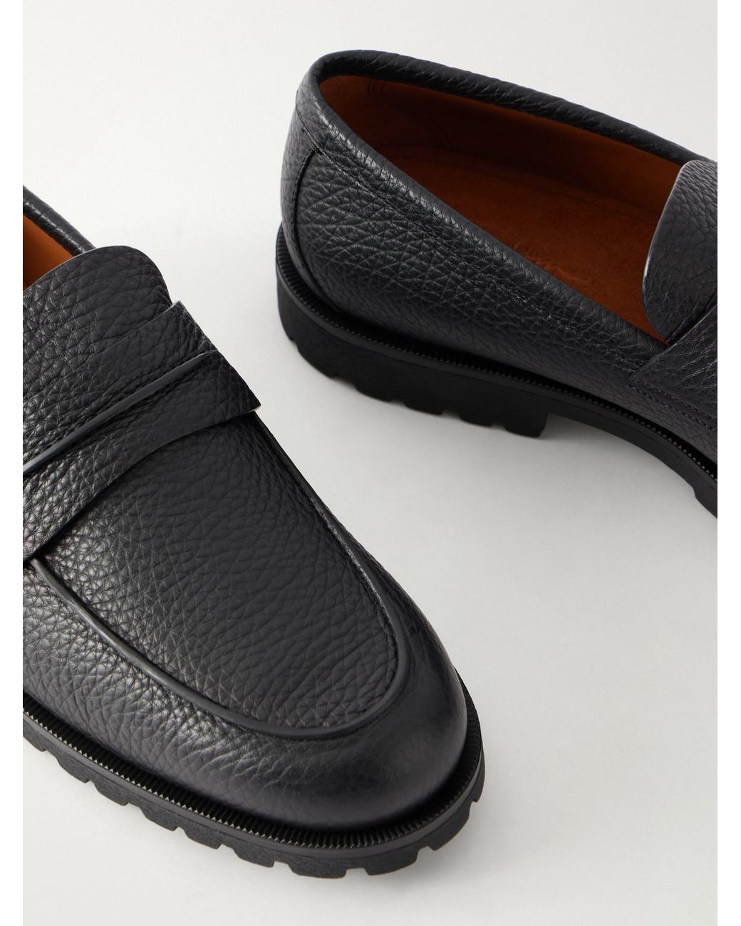 Zegna Black Full-Grain Leather Loafers for men