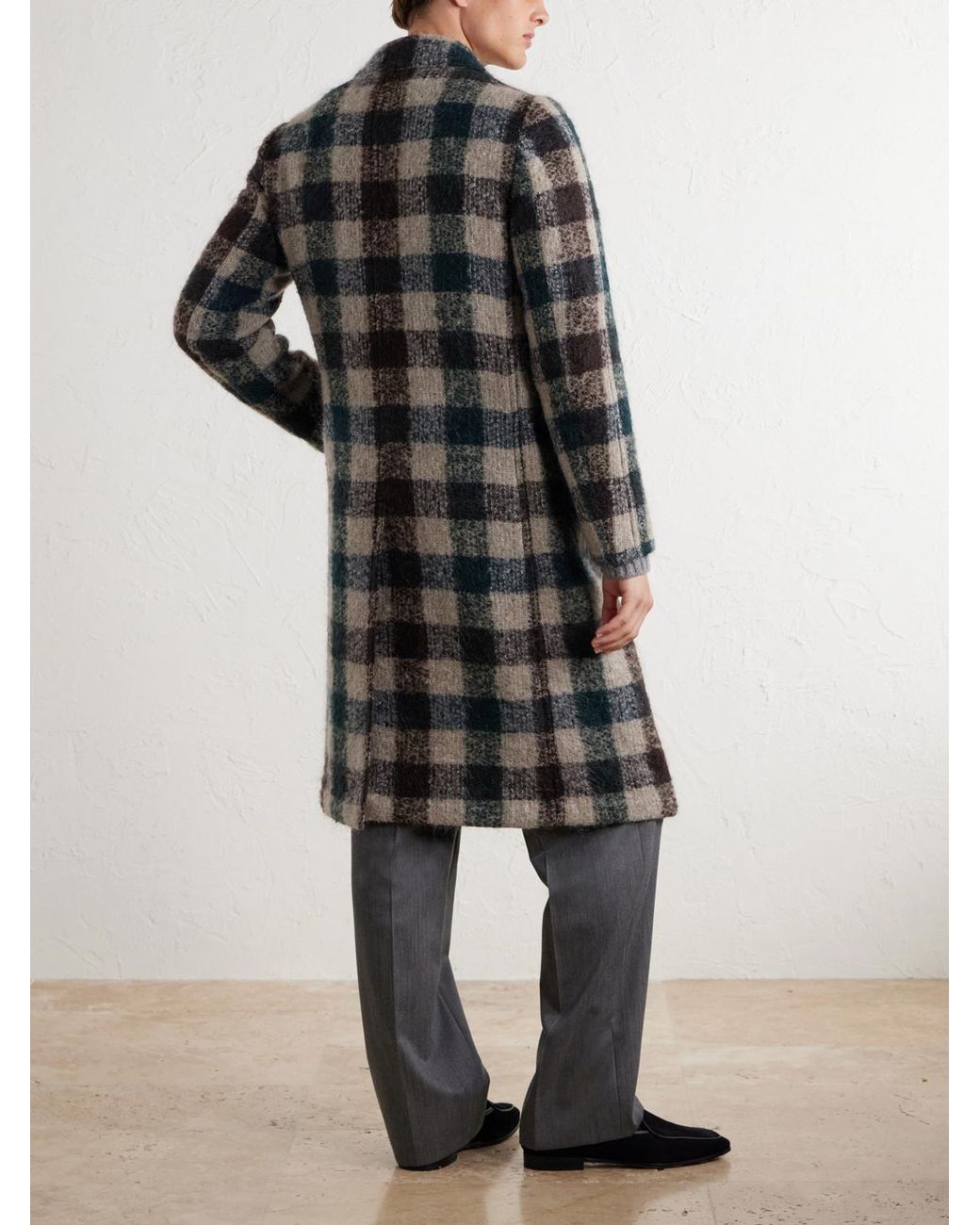 Massimo Alba Multicolor Mercury Checked Brushed Wool-Blend Bouclé Coat for men