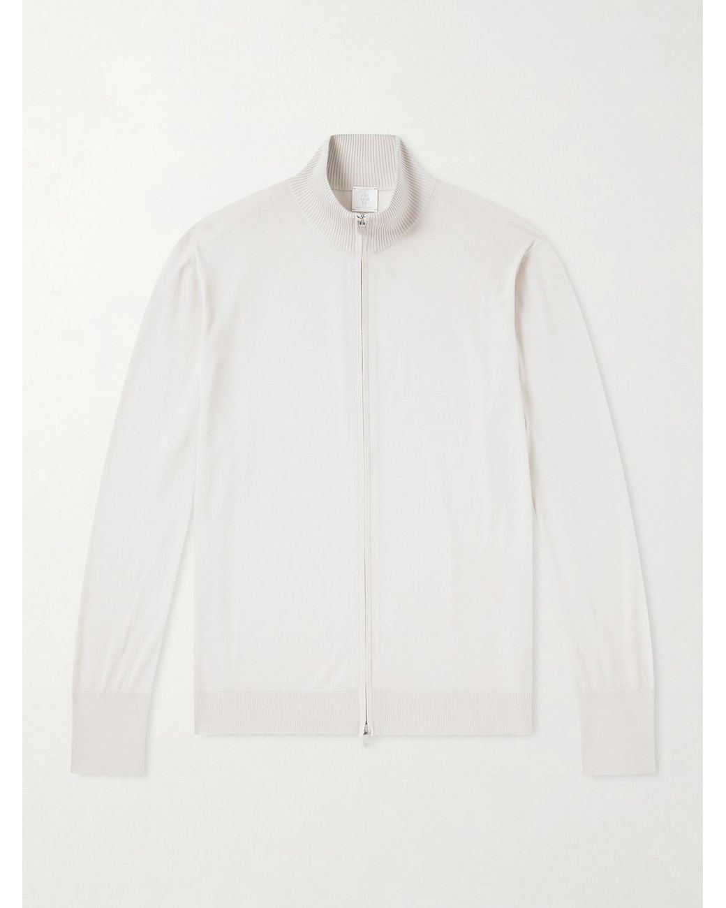 Eleventy White Wool Zip-up Cardigan for men