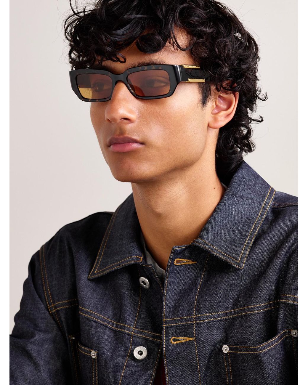Bottega Veneta Black Dash Square-Frame Acetate Sunglasses for men
