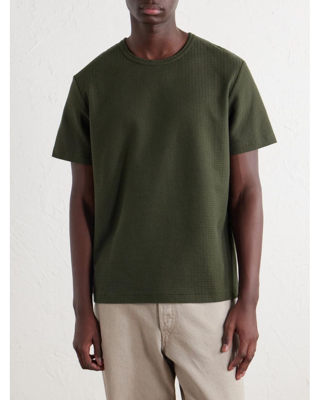 FRAME Green Cotton-Jacquard T-Shirt for men