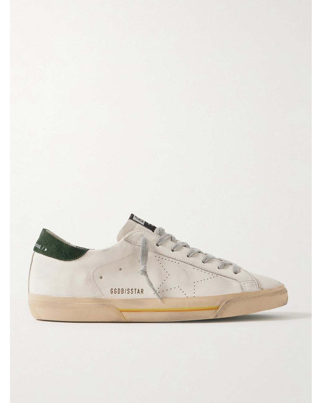 Golden Goose Deluxe Brand White Superstar Suede-trimmed Distressed Leather Sneakers for men