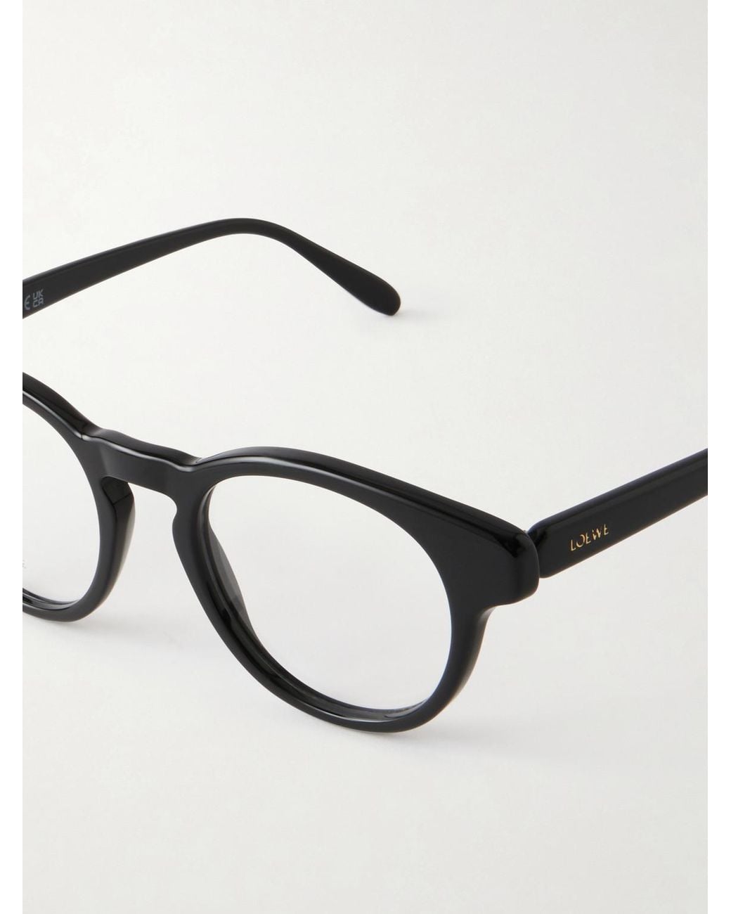 Loewe Black Slim Round Acetate Glasses for men