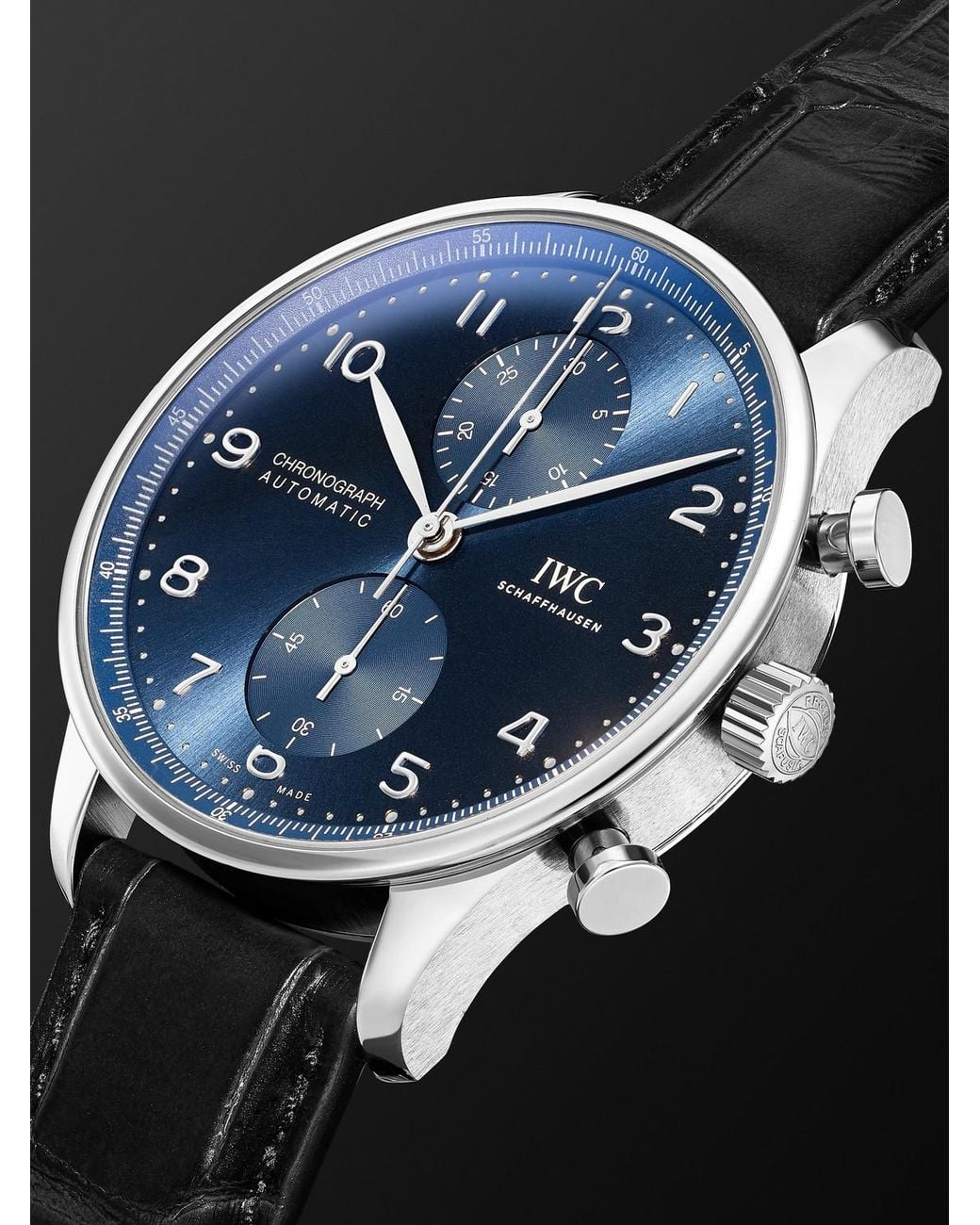 Portugieser Automatic Chronograph Stainless Steel Watch, Ref. Iw371606 di Iwc in Black da Uomo