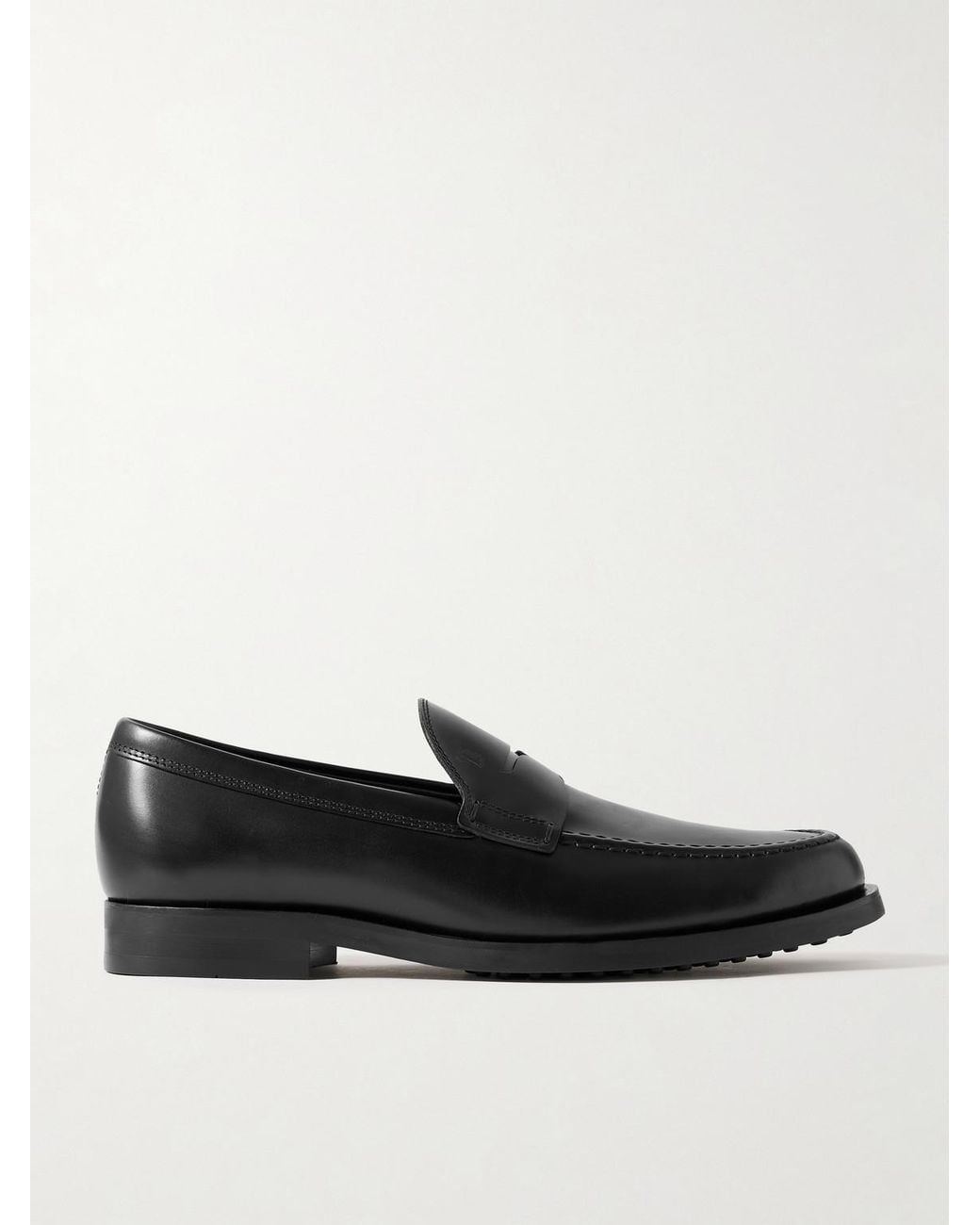 Tod's Black Glossed-Leather Penny Loafers for men
