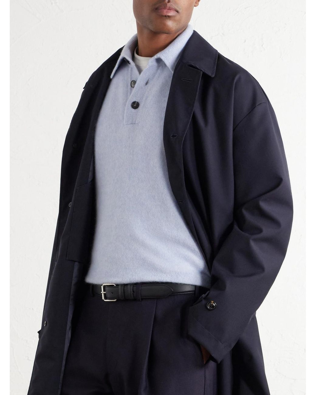 Thom Sweeney White Cashmere And Silk-Blend Polo Shirt for men