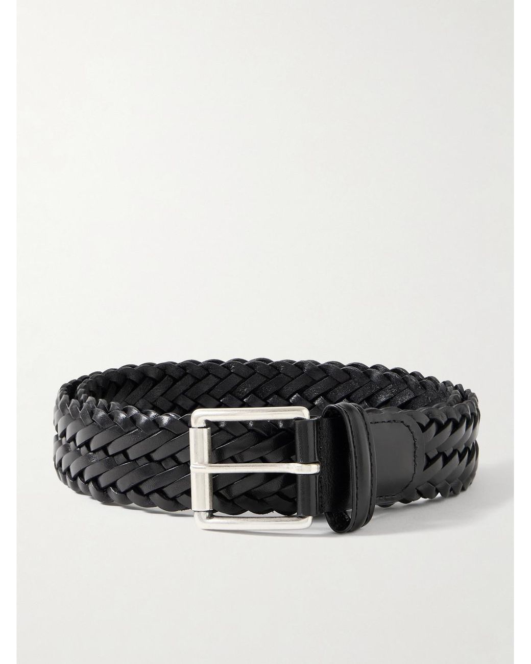 Andersons Black 3.5Cm Woven Leather Belt for men