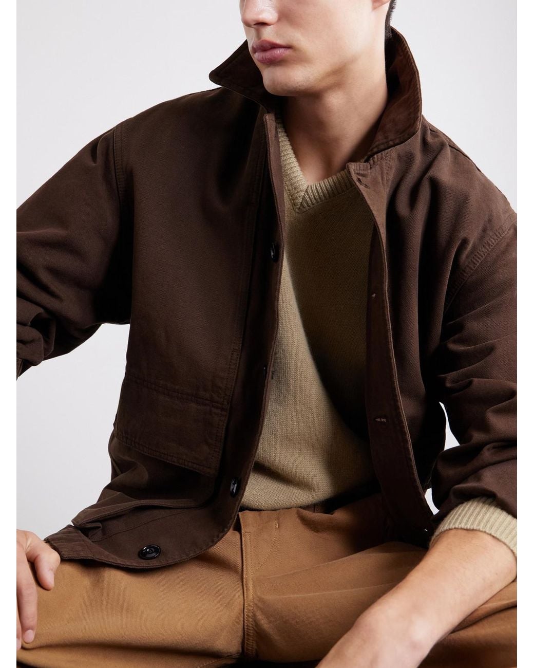 Lemaire Brown Cotton-Twill Jacket for men