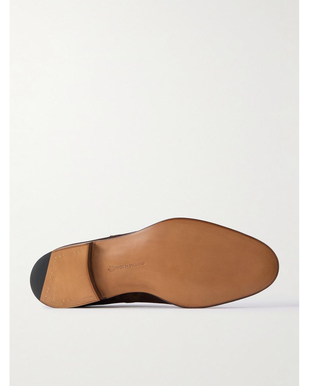 Edward Green Brown Chelsea Cap-Toe Suede Oxford Shoes for men