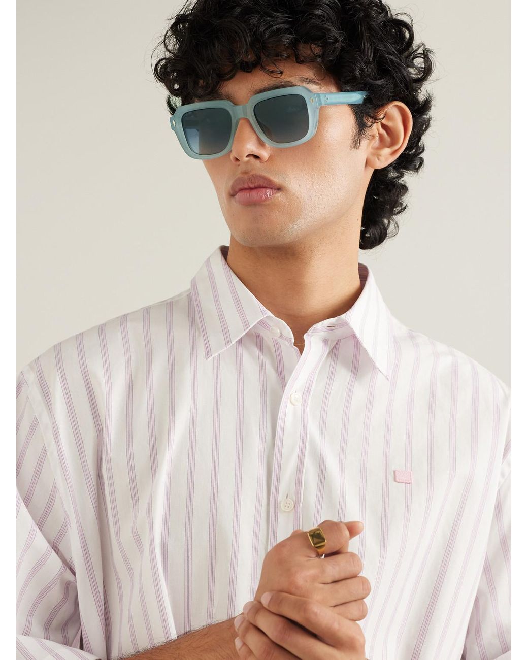 Jacques Marie Mage Blue Taos D-Frame Acetate Sunglasses for men