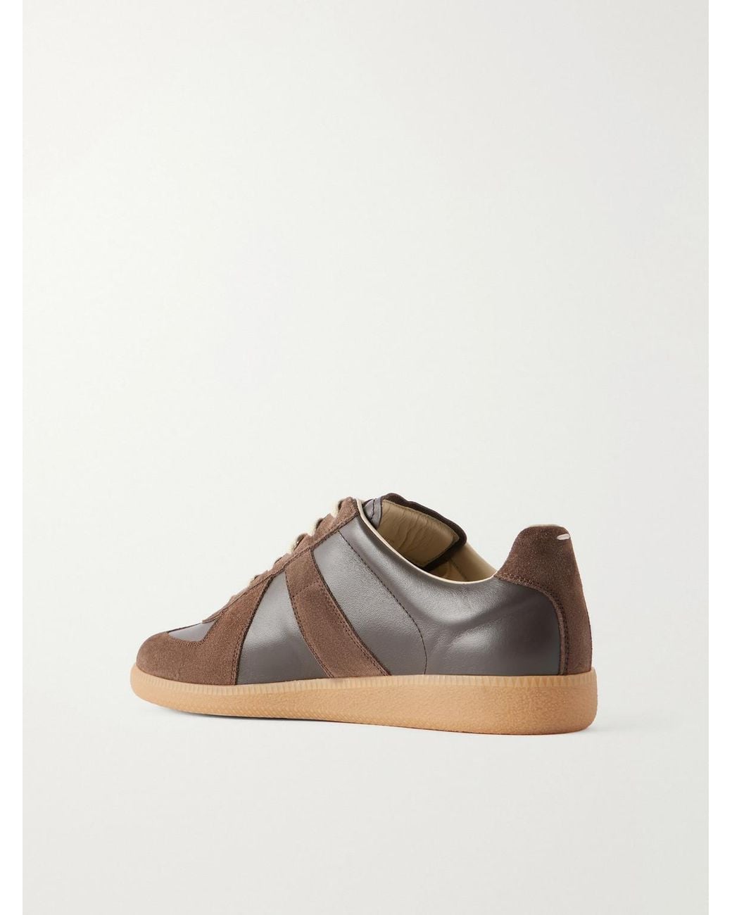 Maison Margiela Brown Replica Leather And Suede Sneakers for men
