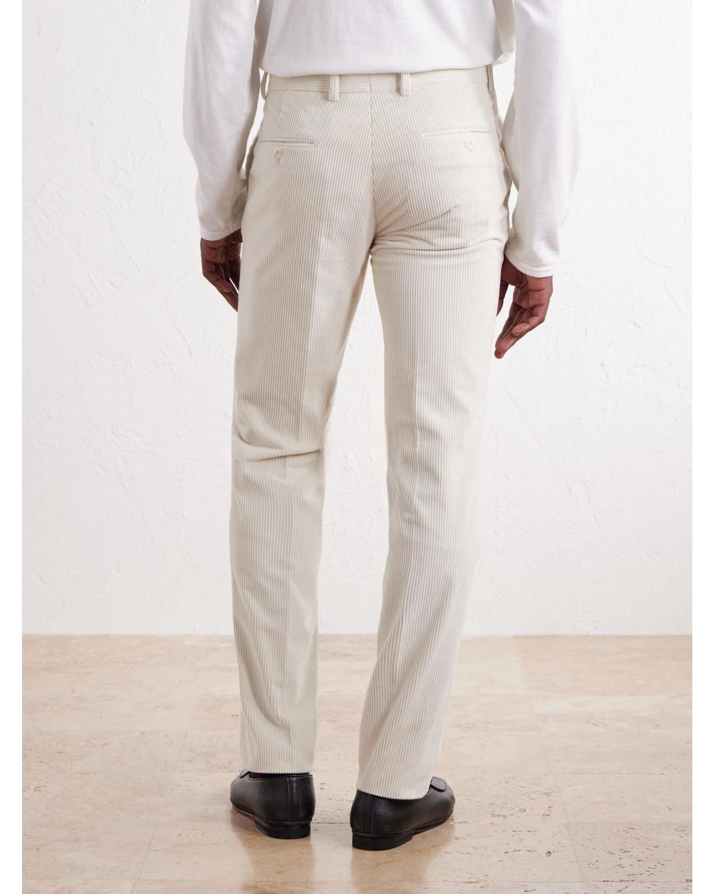 Rubinacci White Modaluca Tapered Cotton-Corduroy Trousers for men