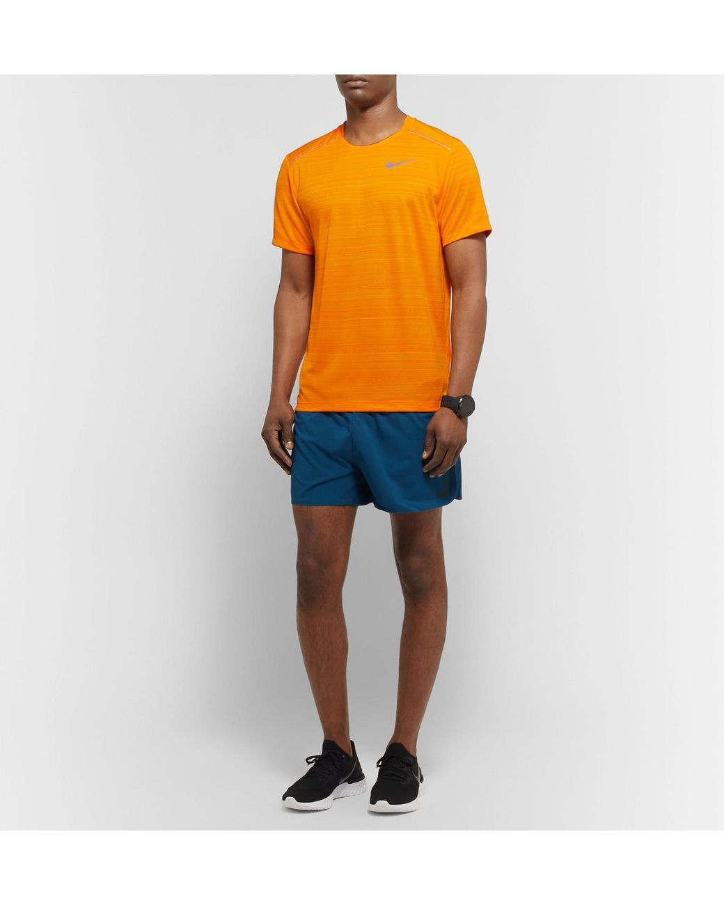 Nike Miler Breathe Dri fit Mesh T shirt in Orange for Men Lyst UK