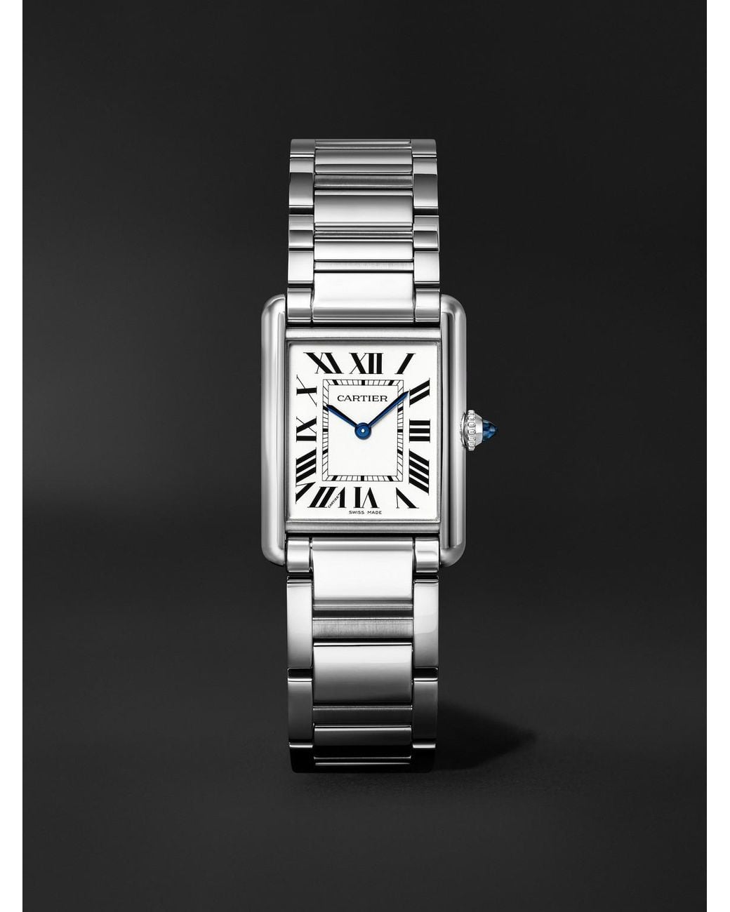 Cartier Black Tank Must De Large Solarbeat Stainless Steel Watch, Ref. Wsta0122 for men