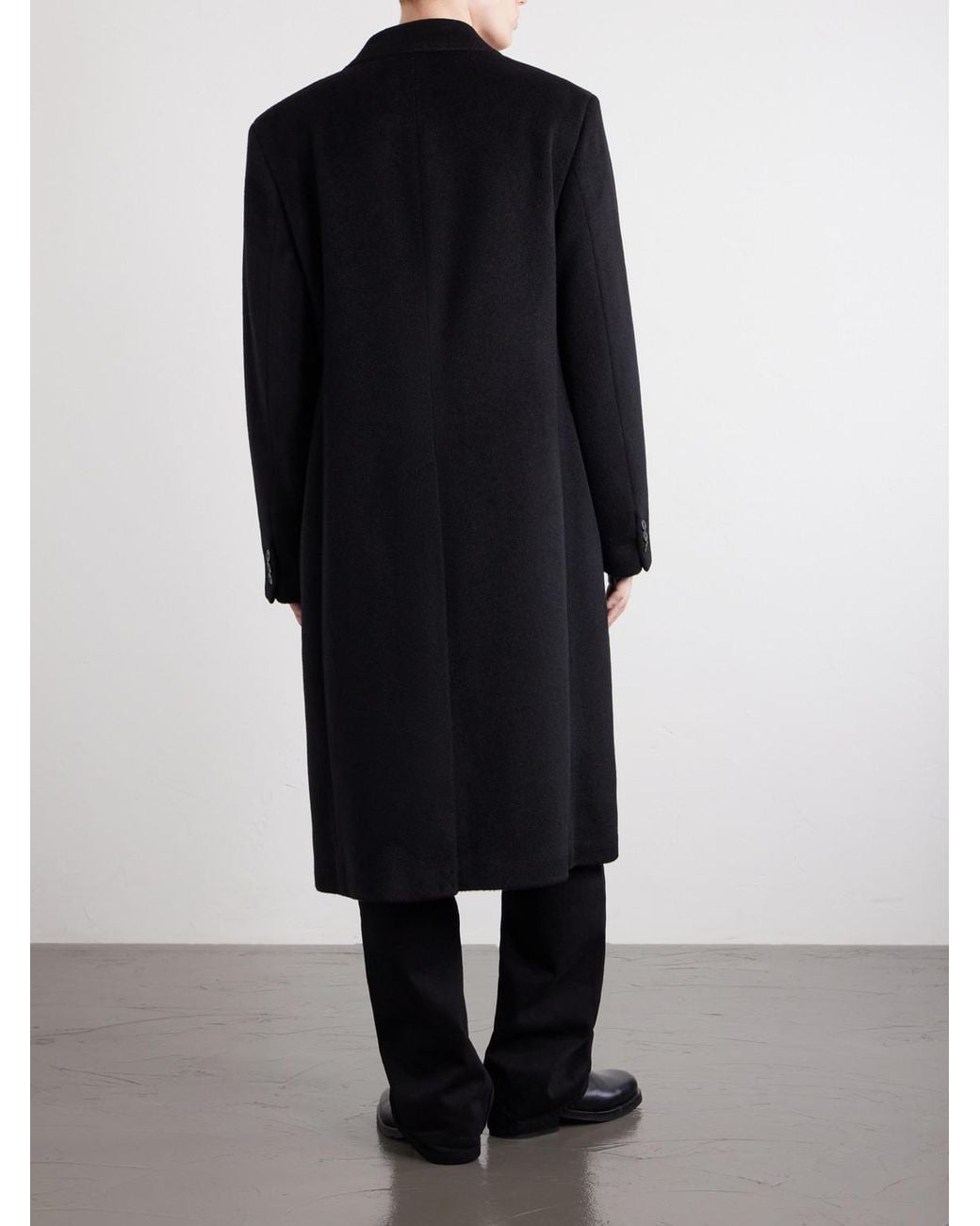 Our Legacy Black Whale Double-Breasted Mohair-Blend Coat for men