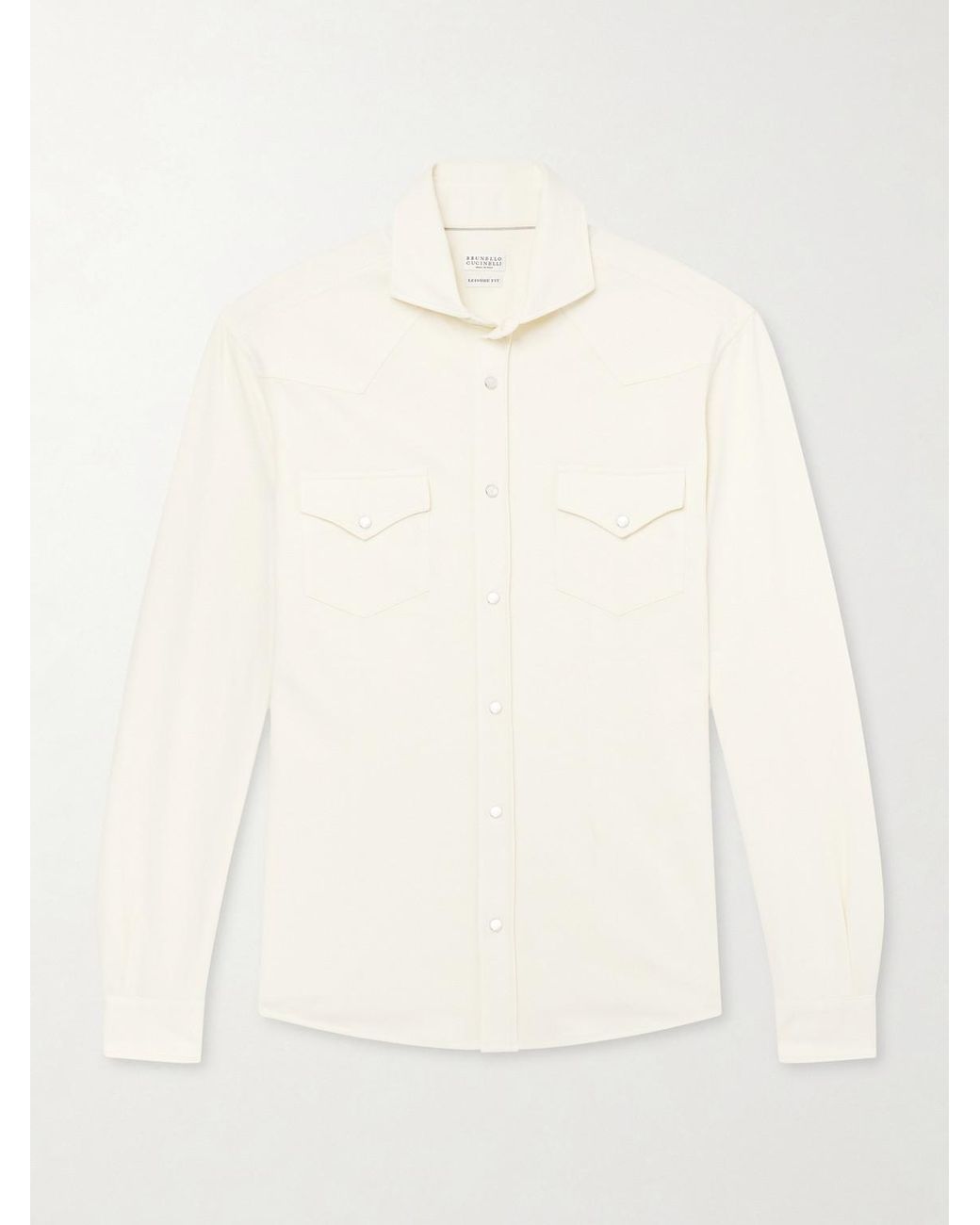 Brunello Cucinelli Natural Honeycomb-Knit Cotton Shirt for men