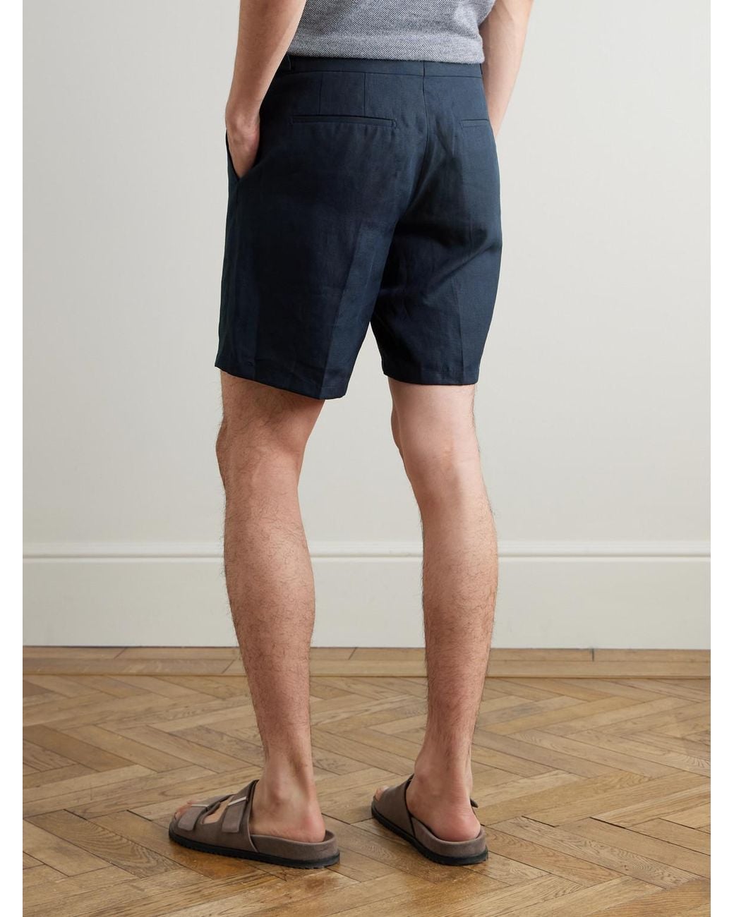 Orlebar Brown Blue Norwich Straight-Leg Linen Shorts for men