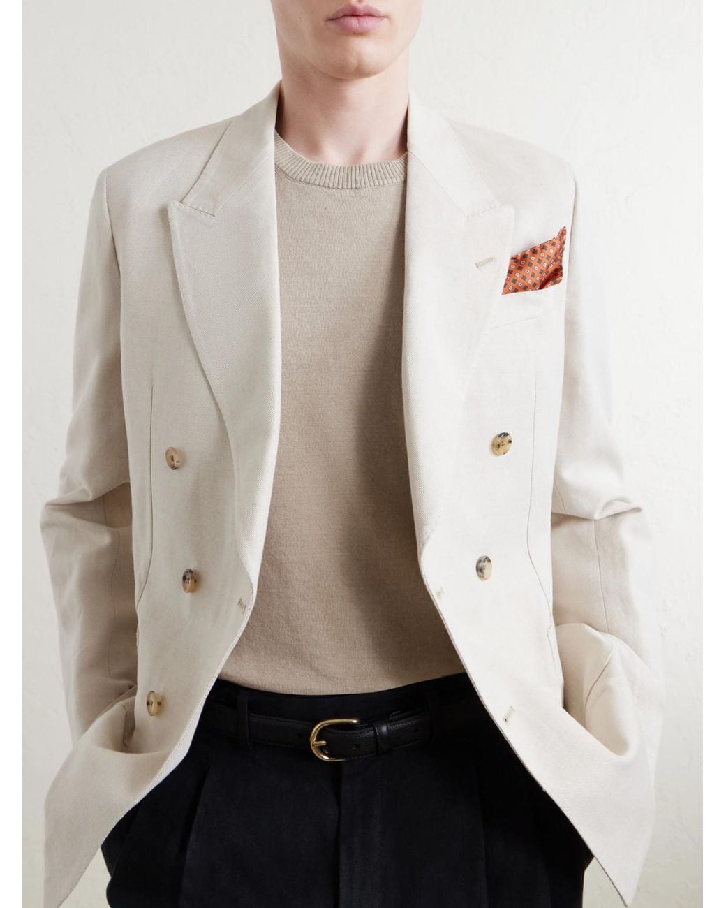J. Mueser White Knitted Linen And Cotton-Blend T-Shirt for men