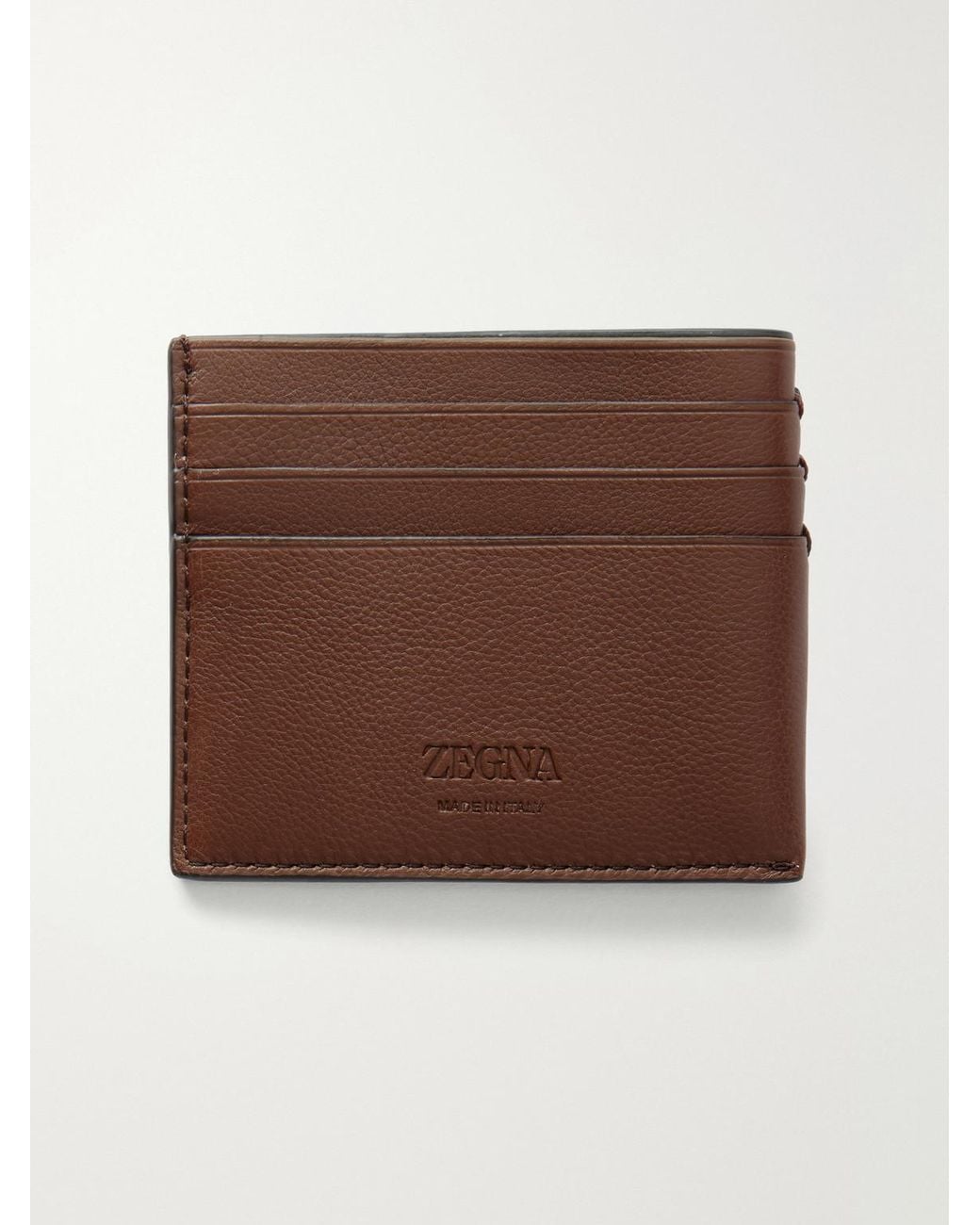 Zegna Brown Leather Cardholder for men